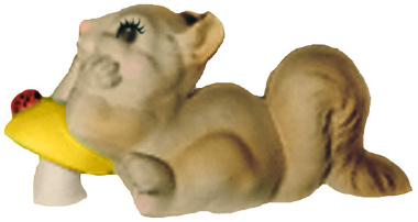 Squirrel on Mushroom Plaster Statue