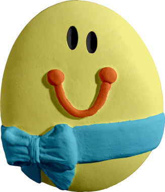 Smily Egg with Bow Plaster Plaque
