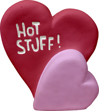 Hot Stuff Hearts Plaster Statue