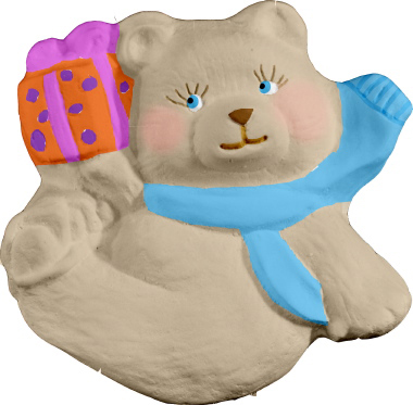 Bear with Present Plaster Plaque
