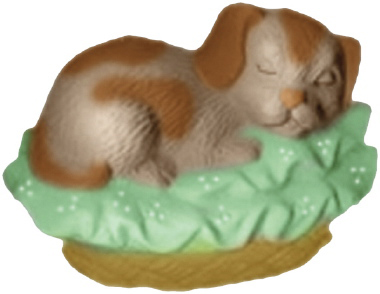 Puppy on Basket Plaster Statue