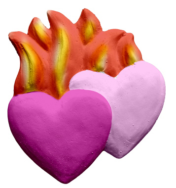 Flaming Hearts Plaster Plaque
