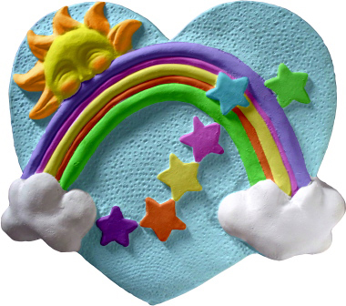 Sun Stars on Heart Rainbow Plaster Plaque