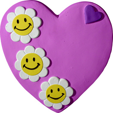 Heart with Daisy Smile Faces Plaster Plaque