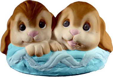 Two Puppies in Basket Plaster Statue