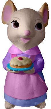 Mouse with Pie Plaster Statue