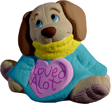 Loved A Lot Dog Plaster Statue