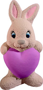 Bunny with Heart Standing Plaster Statue