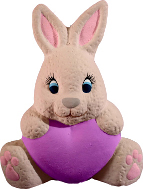 Bunny with Heart Seated Plaster Statue
