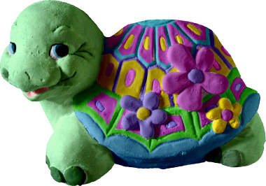 Turtle With Flowers Plaster Statue