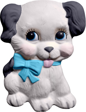 Puppy With Bow Plaster Plaque