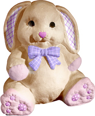 Quilted Bunny Plaster Statue