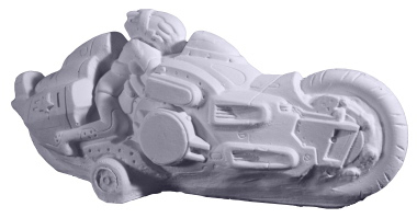Motorcycle with Rider Plaster Statue