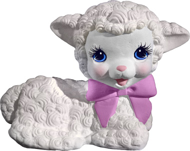 Lamb Lying Down Plaster Statue