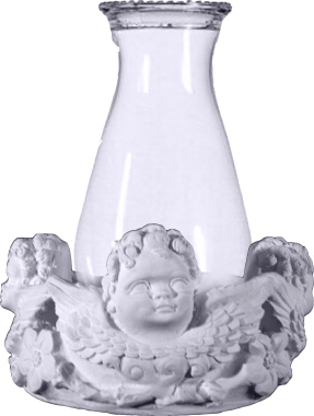 Round Cherub Plaster Candleholder with glass