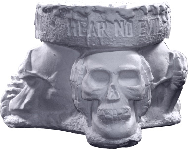 See no Evil Skull Plaster Candleholder