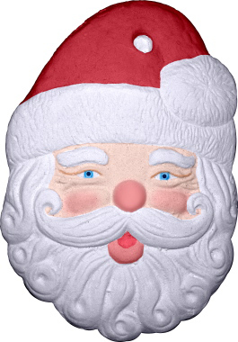 Santa Face Unpainted Plaster Christmas Tree Ornament