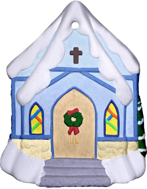 Tiny Church Unpainted Plaster Christmas Tree Ornament