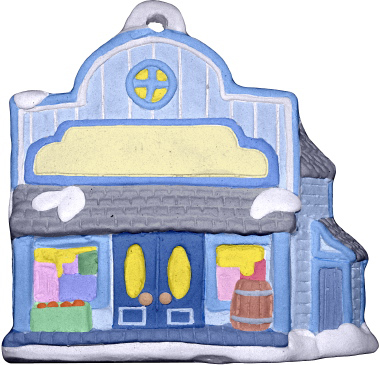 Village Market Unpainted Plaster Christmas Tree Ornament