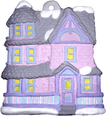 Victorian House Unpainted Plaster Christmas Tree Ornament