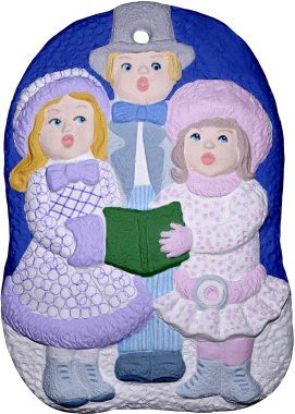 Kids Caroling Unpainted Plaster Christmas Tree Ornament