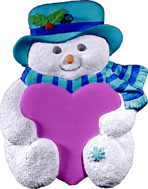 Snowman with Heart Unpainted Plaster Christmas Tree Ornament