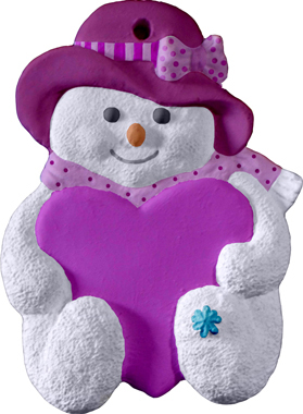 Snow girl with Heart Unpainted Plaster Christmas Tree Ornament