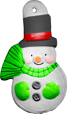 Snowman Unpainted Plaster Christmas Tree Ornament