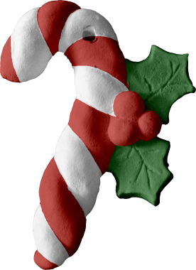 Candy Cane Unpainted Plaster Christmas Tree Ornament