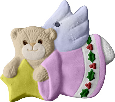 Bear Angel with Star Unpainted Plaster Christmas Tree Ornament