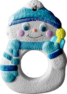 Snowman with Gift Plaster Picture Frame Unpainted Plaster Christmas Tree Ornament