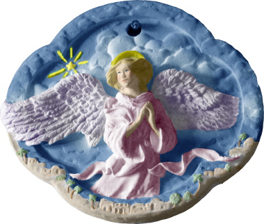 Angel Over Bethlehem Unpainted Plaster Christmas Tree Ornament