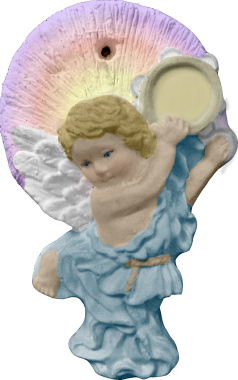 Musical Angel with Tambourine Unpainted Plaster Christmas Tree Ornament
