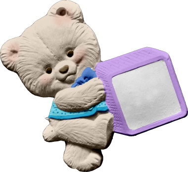 Bear with Block Unpainted Plaster Christmas Tree Ornament