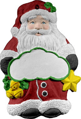 Santa Holding Name Year Plaster Plaque Unpainted Plaster Ornament