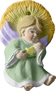Star Angel Seated with Star Unpainted Plaster Christmas Tree Ornament