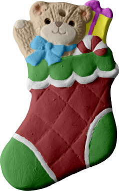 Bear in Stuffed Stocking Unpainted Plaster Ornament