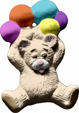 Bear with Balloons Unpainted Plaster Ornament