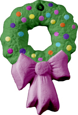 Pretty Wreath with Bow Unpainted Plaster Christmas Tree Ornament