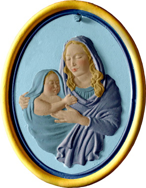 Madonna Oval Unpainted Plaster Christmas Tree Ornament