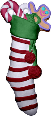Striped Christmas Stocking Unpainted Plaster Christmas Tree Ornament