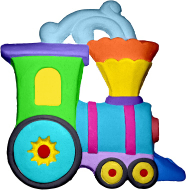 Cool Train Unpainted Plaster Christmas Tree Ornament