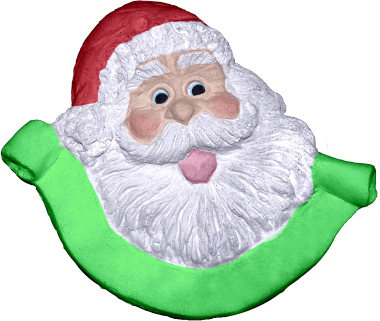 Santa with Banner Unpainted Plaster Christmas Tree Ornament