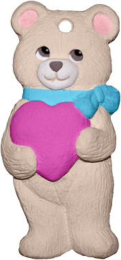 Bear with Heart Unpainted Plaster Christmas Tree Ornament