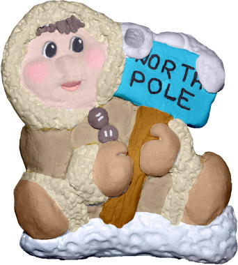 North Pole Eskimo Unpainted Plaster Christmas Tree Ornament