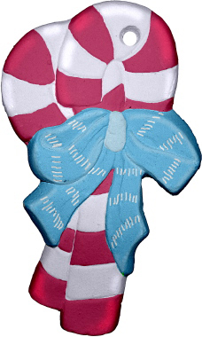Candy Canes with Bow Unpainted Plaster Christmas Tree Ornament