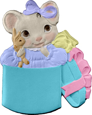 Mouse in Gift Box Unpainted Plaster Christmas Tree Ornament