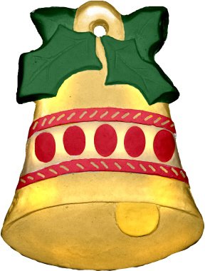 Bell with Leaves Unpainted Plaster Christmas Tree Ornament