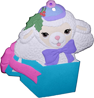 Christmas Lamb in Box Unpainted Plaster Christmas Tree Ornament