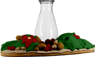 Holly and Pine cone Plaster Candleholder with Glass Globe